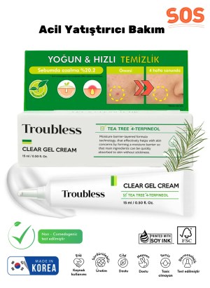 Troubless Clear Gel Cream Akne Ve Sivilce Karşıtı Yatıştırıcı Jel Krem 15 ml