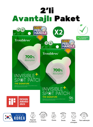 Troubless 2'Lİ Ince Ve Şeffaf Suya Dayanıklı %700 Emme Kapasiteli Kore Üretimi Akne Ve Sivilce Bandı 48*2